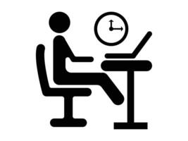 Work Time Icon, Flat Style Business Clock Illustration for Productivity and Office Hours vector