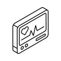 An editable isometric icon showing a digital ekg.. vector