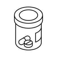 An isometric outline icon of a pills bottle.. vector