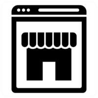 E Shop icon concept in black color vector