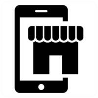 E Shopping icon concept in black color vector