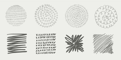 Modern hand drawn sketch circles in black pen. set of abstract doodle shapes and round bubbles. Isolated on white background. Contemporary minimal line art elements for trendy design. vector