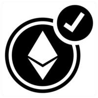 Ethereum Accepted Here icon concept in black color vector