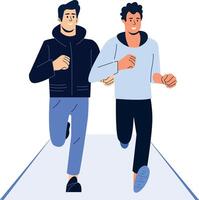A flat style illustration showing jogging buddies vector