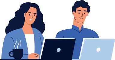 A flat style illustration showing study buddies vector