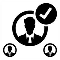 Find The Right Person icon concept in black color vector