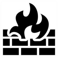 Firewall fire icon in black color vector