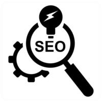 Find SEO Solution icon concept in black color vector