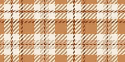 Seamless brown, beige, and cream plaid pattern with diagonal striped details. Geometric textile design for backgrounds and print. vector