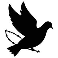 Silhouette of a dove with an olive branch symbol of peace and hope for a better world future vector