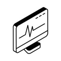 A visually appealing isometric icon of ecg monitor... vector