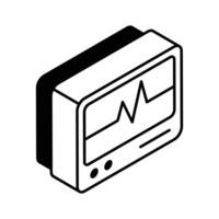 A customizable isometric icon of ekg monitor screen... vector