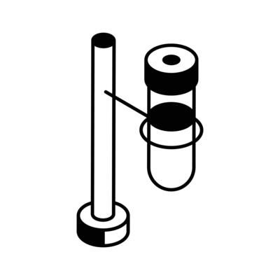 A modern isometric icon of lab retort stand...