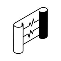 A modern isometric icon showing an ecg chart... vector