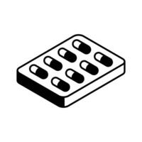 A modern isometric style icon of pill blister... vector