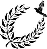 Oval laurel wreath black silhouette with evenly shaped smooth leaves, flat simple design suited for awards or elegant stock decoration assets vector
