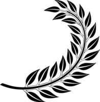 Curved laurel wreath black silhouette with sharp pointed leaves, open flat decorative shape ideal for award symbols or victory-themed stock use vector