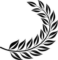 Open laurel wreath black silhouette with sharp thin leaves, minimal U-shaped design great for awards, emblems, or clean stock illustration use vector