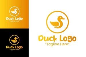 Flat Gradient Duck Logo in Orange Yellow with Abstract Shape for Modern and Minimal Branding vector
