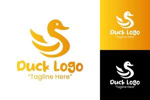 Modern Yellow Duck Logo with Swoosh Wing and Gradient Design for Professional Brand Identity vector