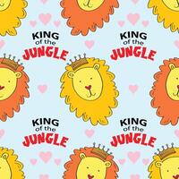 Seamless pattern with king of the jungle lion. vector