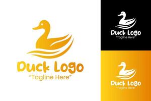Creative Duck Logo in Orange Yellow Color with Floating Effect and Modern Typography Style vector
