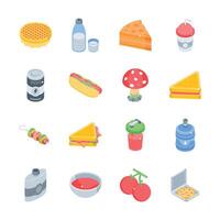 Get a glimpse of this pack of junk food and beverages isometric icons vector