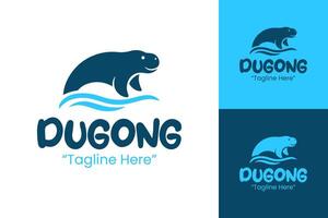 Modern Blue Dugong Logo in Circle Shape with Flat Bold Silhouette and Clean Branding Design vector