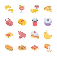 Handy pack of fast food and drinks isometric icons, easy to edit vector
