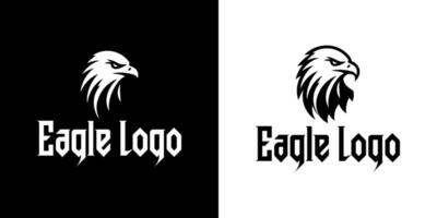 Fierce Black Eagle Head Logo with Curved Silhouette and Gothic Typeface for Strong Visual Branding vector