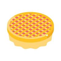 A captivating isometric icon of apple pie slice vector