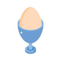 Trendy isometric icon of soft boiled egg stand vector