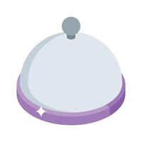 A captivating isometric style icon of serving cloche lid vector