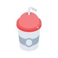 A customizable isometric icon of takeaway drink cup vector