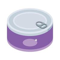 Trendy isometric style icon of canned food packaging vector