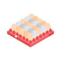 Easy to edit isometric style icon of egg tray vector
