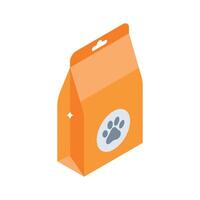 Well crafted isometric icon of nutritious pet food packet vector