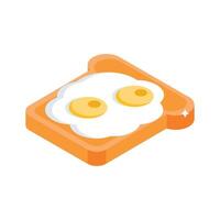 Visually engaging isometric style icon showing egg toast vector
