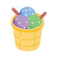 An editable isometric style icon showing tasty sundae vector
