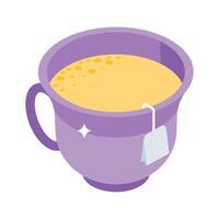 A captivating isometric icon of steaming teacup vector