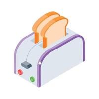 Ready to use isometric icon of home toaster appliance vector