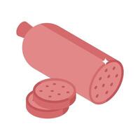 A captivating isometric style icon of salami slices vector