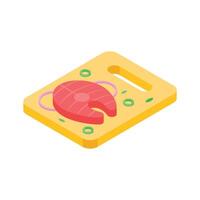 Well designed isometric icon showing salmon steak vector