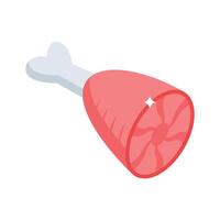 A well designed isometric icon of sliced ham vector