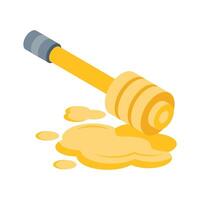 An isometric style icon of golden honey dip stick vector
