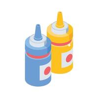 Latest isometric icon design of sauce bottles duo vector