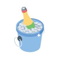 An editable isometric icon of champagne bucket chill vector