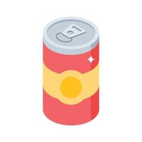 Grab this isometric icon of refreshing soda can vector