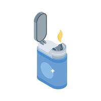 A customizable isometric icon showing lighter with sparks vector