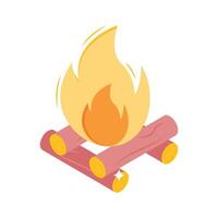 Ready to use isometric icon of bright campfire flames vector